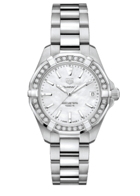 Tag Heuer Aquaracer Diamonds Mother of Pearl Dial Silver Steel Strap Watch for Women - WBD1313.BA0740