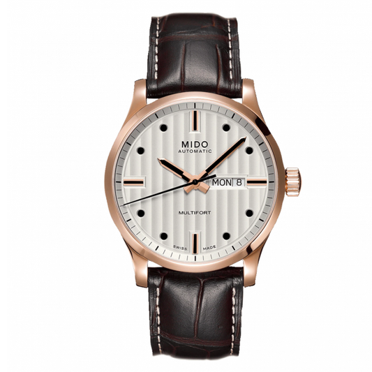 Mido Multifort Automatic Silver Dial Brown Leather Strap Watch For Men - M005.430.36.031.80