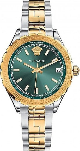 Versace Hellenyium Green Dial Two Tone Steel Strap Watch for Women - V12050015