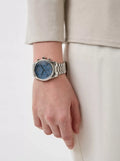 Michael Kors Lexington Chronograph Blue Dial Silver Steel Strap Watch For Women - MK7215