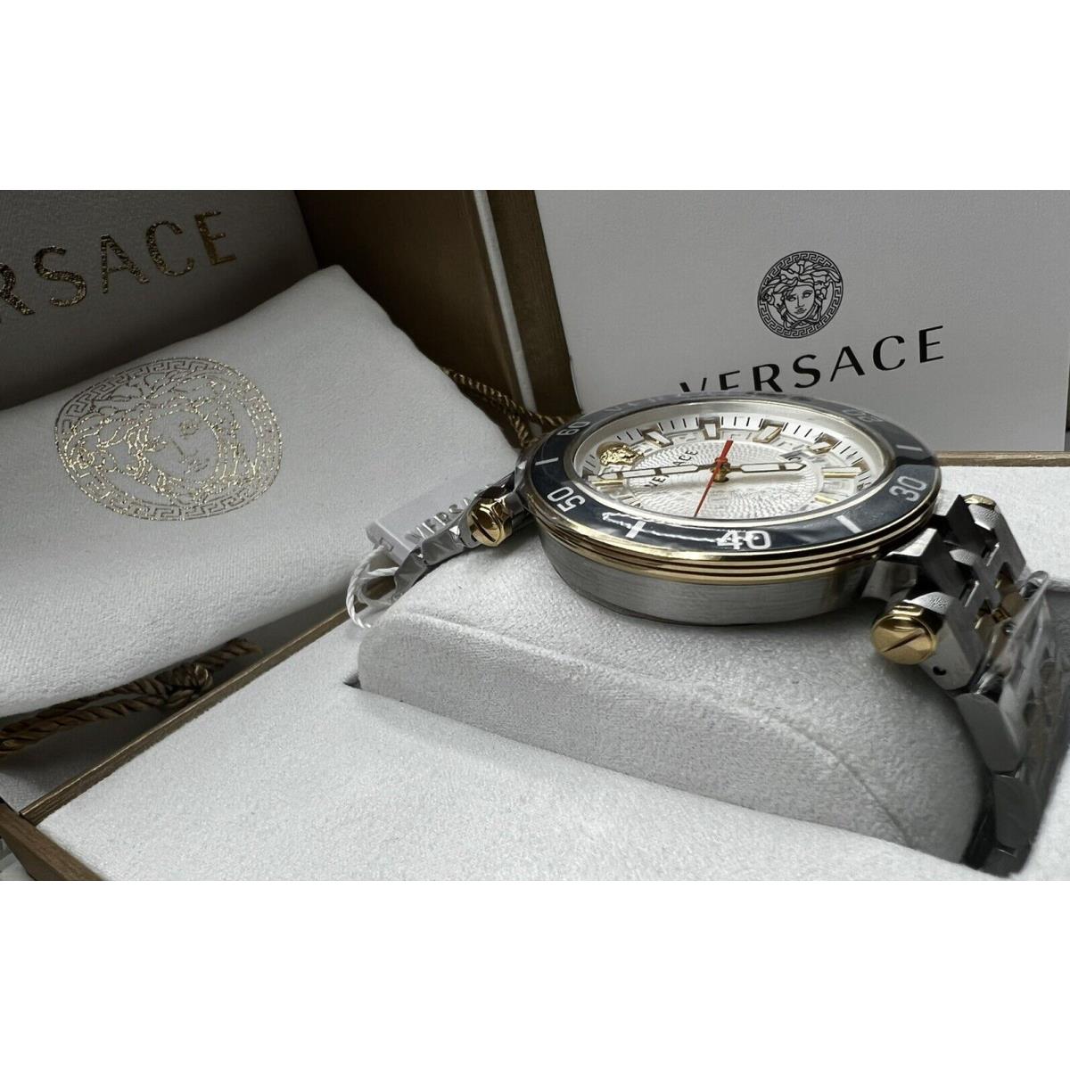 Versace Greca Sport Quartz White Dial Two Tone Steel Strap Watch For Men - VEZ300521