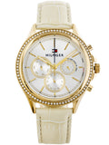 Tommy Hilfiger Ari Diamonds White Dial Cream Leather Strap Watch for Women - 1781982