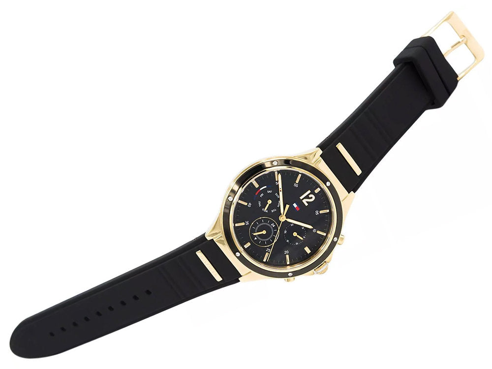 Tommy Hilfiger Eve Chronograph Quartz Black Dial Black Silicone Strap Watch For Women - 1782282