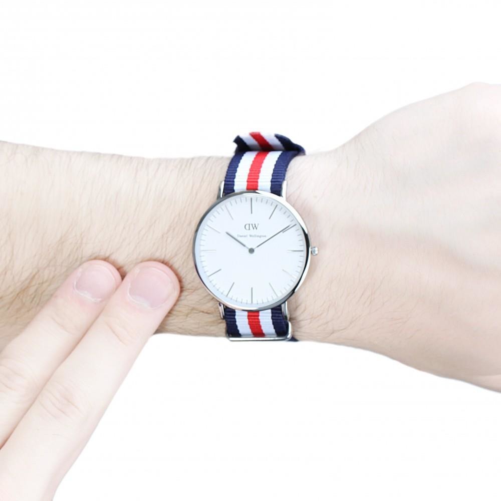 Daniel Wellington Classic Canterbury White Dial Two Tone Nylon Strap Watch For Men - DW00100016