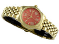 Michael Kors Lexington Quartz Orange Dial Gold Steel Strap Watch For Women - MK3284