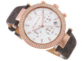 Michael Kors Parker Chronograph White Dial Brown Leather Strap Watch For Women - MK6917