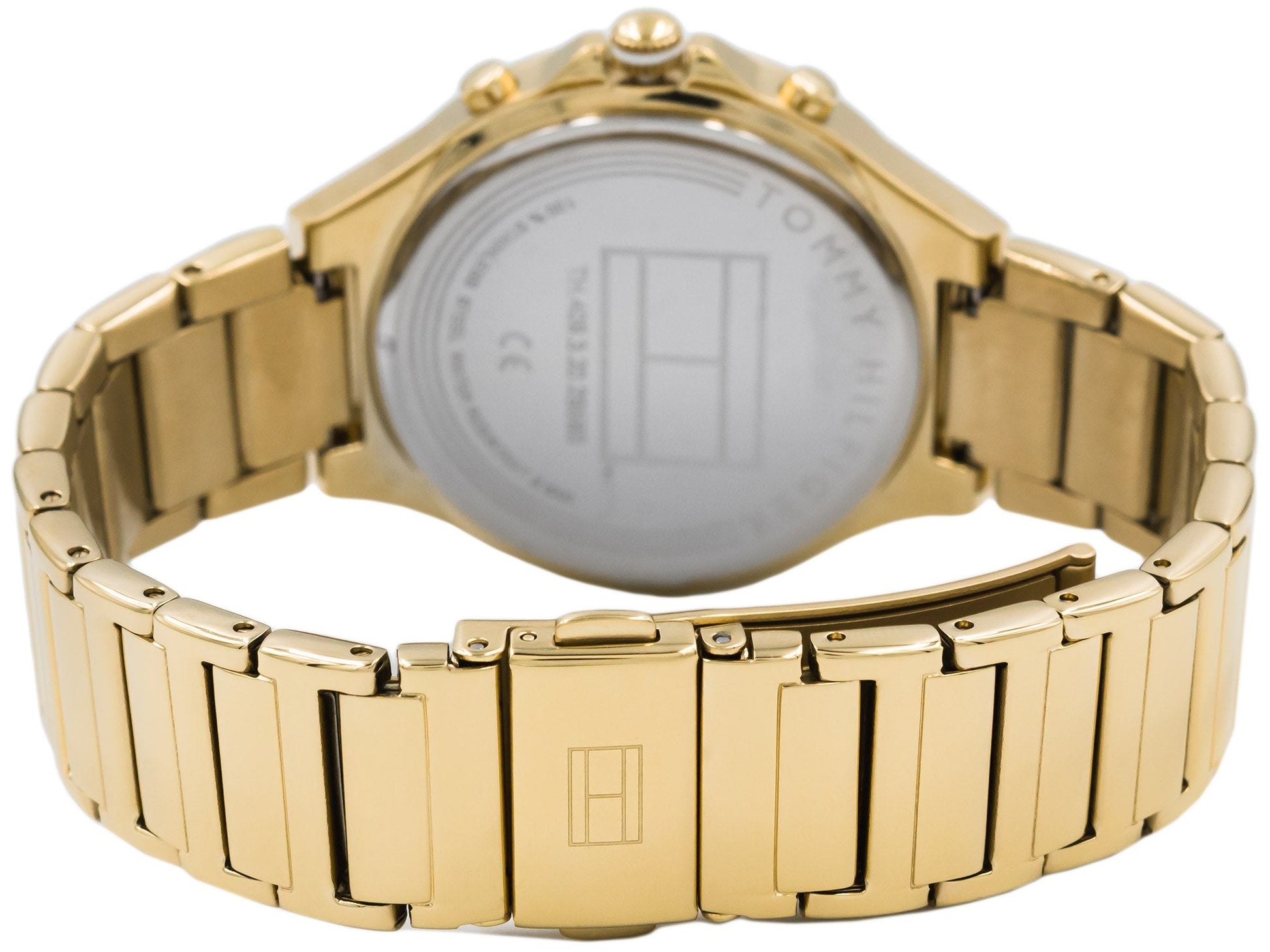 Tommy Hilfiger Eve Chronograph Quartz White Dial Gold Steel Strap Watch For Women - 1782278