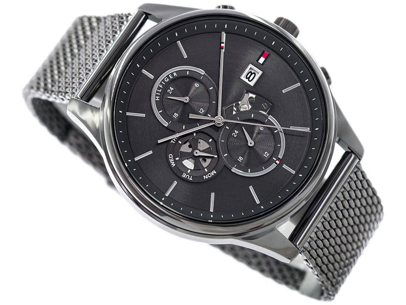 Tommy Hilfiger Weston Chronograph Grey Dial Grey Mesh Bracelet Watch For Men - 1710506