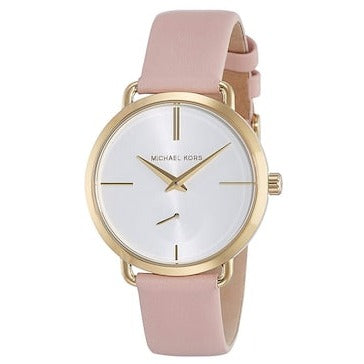 Michael Kors Portia Quartz White Dial Pink Leather Strap Watch For Women - MK2659