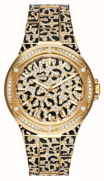 Michael Kors Lennox Three Hand Crystals Gold Dial Two Tone Steel Strap Watch For Women - MK7284