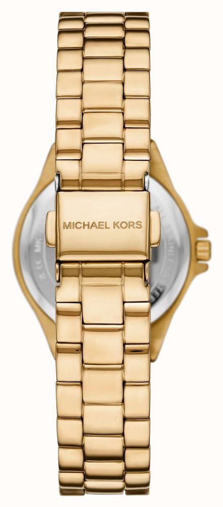 Michael Kors Lennox Quartz Green Dial Gold Steel Strap Watch For Women - MK7395