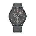 Tommy Hilfiger Brad Chronograph Quartz Grey Dial Grey Leather Strap Watch For Men - 1710388