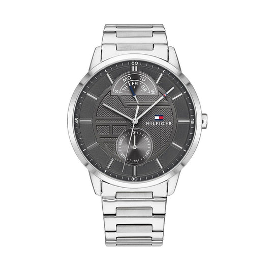 Tommy Hilfiger Hunter Grey Dial Silver Stainless Steel Strap Watch for Men - 1791608