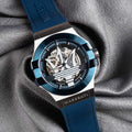 Maserati Potenza Automatic Skeleton Dial Blue Rubber Strap Watch For Men - R8821108035