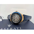 Maserati Triconic Black Dial Blue Leather Strap Watch For Men - R8821139001