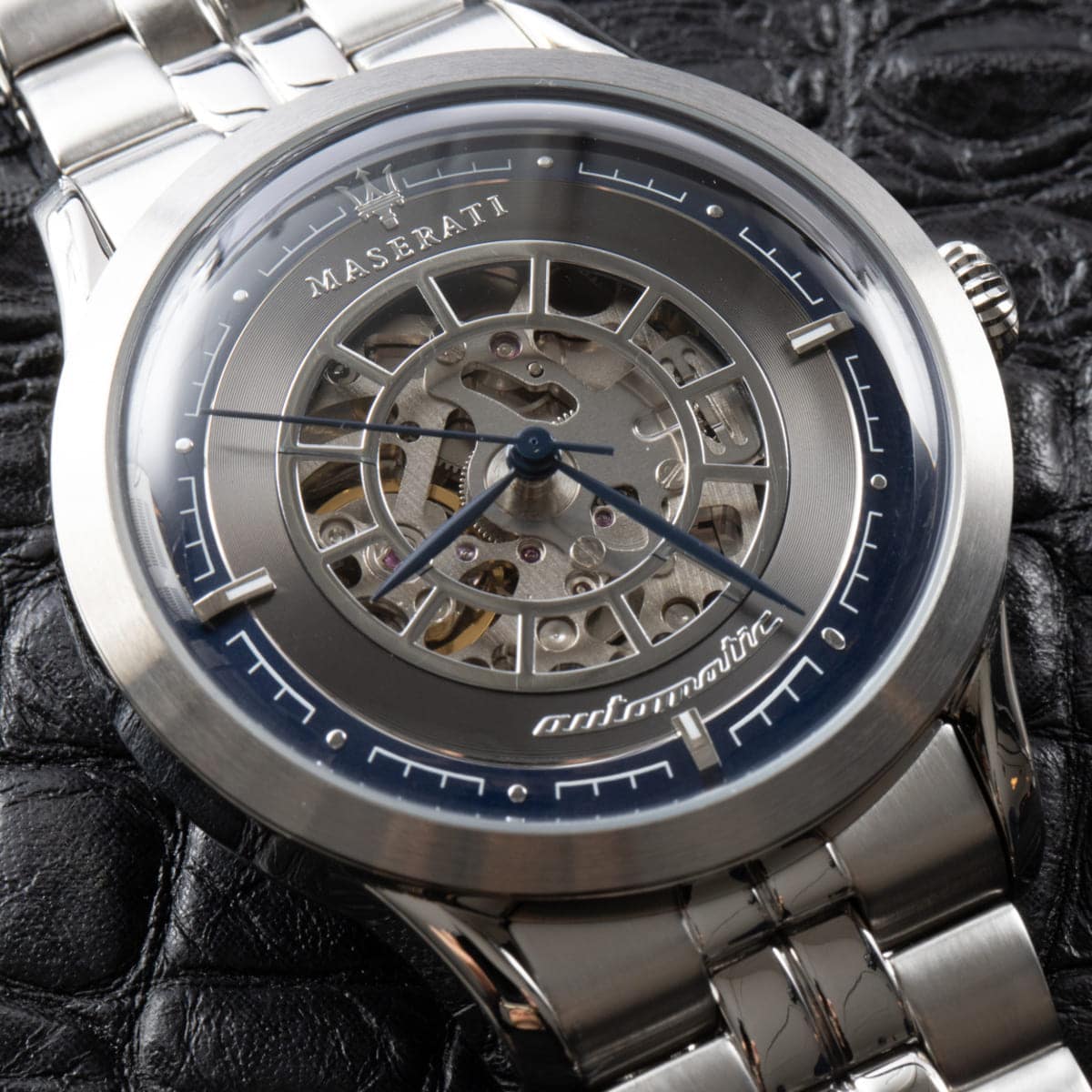 Maserati Ricordo Automatic Skeleton Silver Dial Silver Steel Strap Watch For Men - R8823133005