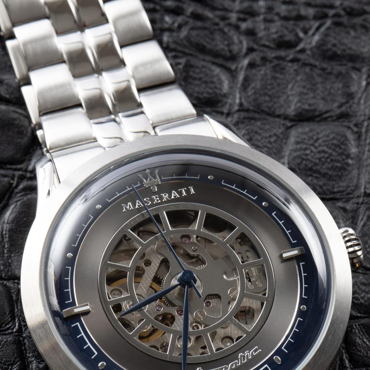 Maserati Ricordo Automatic Skeleton Silver Dial Silver Steel Strap Watch For Men - R8823133005