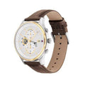 Tommy Hilfiger Weston Chronograph Silver Dial Brown Leather Strap Watch For Men - 1710501