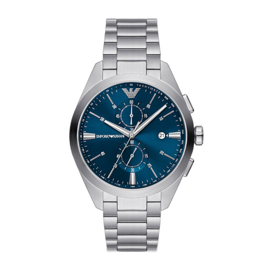 Emporio Armani Claudio Chronograph Blue Dial Silver Steel Strap Watch For Men - AR11541