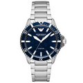 Emporio Armani Meccanico Automatic Blue Dial Silver Steel Strap Watch For Men - AR60059