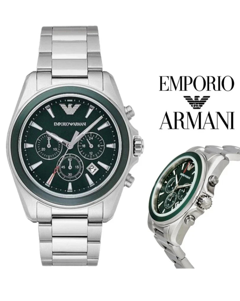 Emporio Armani Sportivo Chronograph Blue Dial Silver Steel Strap Watch For Men - AR6090