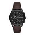 Emporio Armani Paolo Chronograph Black Dial Brown Leather Strap Watch For Men - AR11549