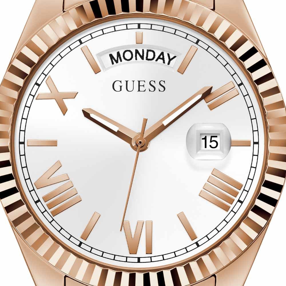 Guess Luna White Dial Rose Gold Steel Strap Watch for Women - GW0308L3