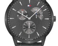 Tommy Hilfiger Brad Chronograph Quartz Grey Dial Grey Leather Strap Watch For Men - 1710388