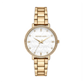 Michael Kors Pyper Three Hand White Dial Gold Steel Strap Watch For Women - MK4666