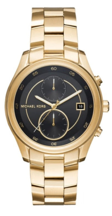 Michael Kors Blair Quartz Black Dial Gold Steel Strap Watch For Women - MK6497