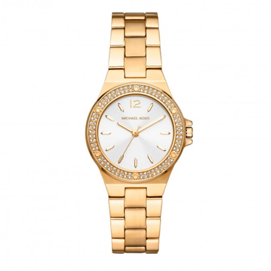 Michael Kors Lennox Three-Hand Silver Dial Gold Steel Strap Watch For Women - MK7278