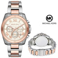 Michael Kors Brecken Chronograph White Dial Two Tone Steel Strap Watch For Women - MK6368