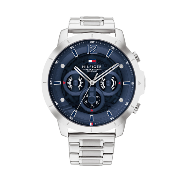 Tommy Hilfiger Luca Chronograph Quartz Blue Dial Silver Steel Strap Watch For Men - 1710492