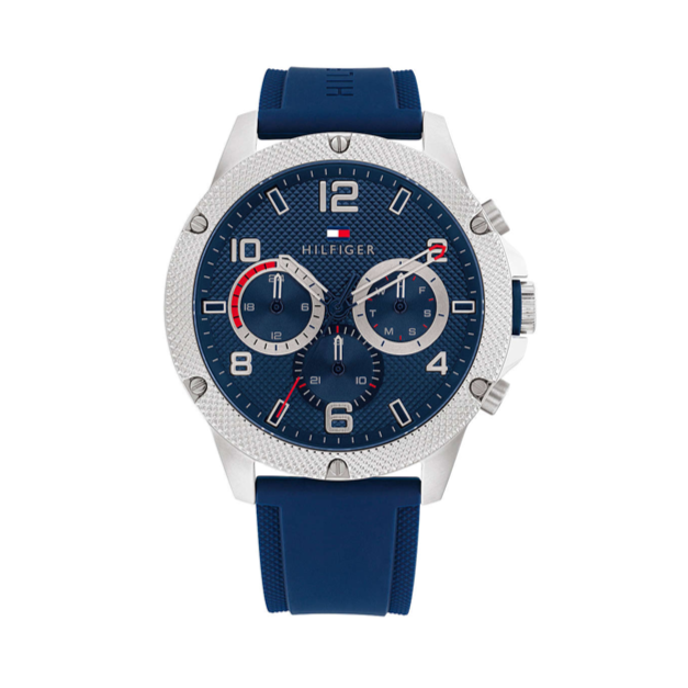 Tommy Hilfiger Blaze Chronograph Blue Dial Blue Rubber Strap Watch For Men - 1792027