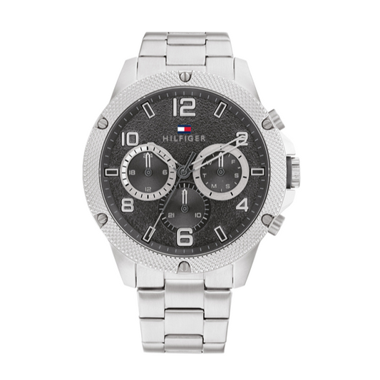 Tommy Hilfiger Blaze Chronograph Quartz Black Dial Silver Steel Strap Watch For Men - 1792029