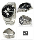 Armani Exchange Hampton Chronograph Black Dial Silver Steel Strap Watch For Men - AX2152