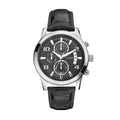 Guess Exec Chronograph Quartz Black Dial Black Leather Strap Watch for Men - W0076G1