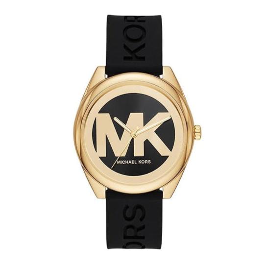 Michael Kors Janelle Quartz Black Dial Black Rubber Strap Watch For Women - MK7313