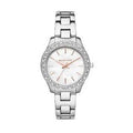 Michael Kors Liliane Three Hand Mother of Pearl White Dial Silver Steel Strap Watch For Women - MK4556