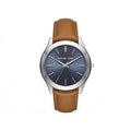 Michael Kors Slim Runway Analog Blue Dial Brown Leather Strap Watch For Men - MK8508