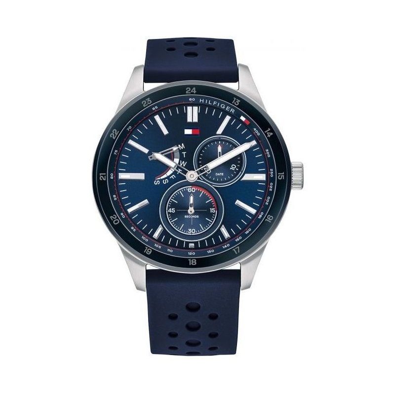 Tommy Hilfiger Austin Quartz Blue Dial Blue Rubber Strap Watch for Men - 1791635