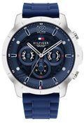 Tommy Hilfiger Luca Chronograph Quartz Blue Dial Blue Silicone Strap Watch For Men - 1710489