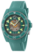 Gucci Dive Automatic Green Dial Green Rubber Strap Unisex Watch - YA136344