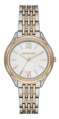 Michael Kors Mindy Three Hand White Dial Two Tone Steel Strap Watch For Women - MK7084