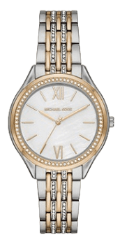 Michael Kors Mindy Three Hand White Dial Two Tone Steel Strap Watch For Women - MK7084