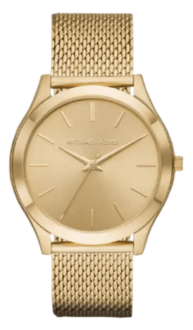 Michael Kors Slim Runway Quartz Gold Dial Gold Mesh Bracelet Watch For Women - MK8625