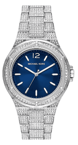 Michael Kors Lennox Three Hand Blue Dial Silver Steel Strap Watch For Women - MK6990