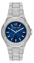 Michael Kors Lennox Three Hand Blue Dial Silver Steel Strap Watch For Women - MK6990