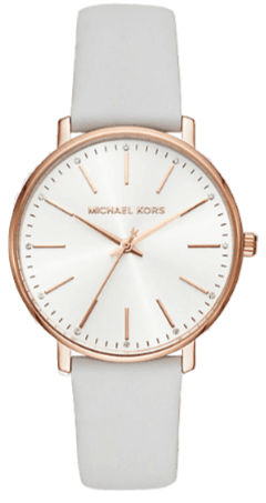 Michael Kors Pyper Quartz White Dial White Leather Strap Watch For Women - MK2800