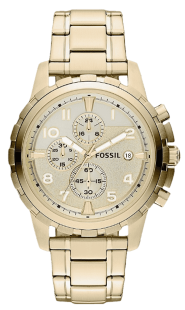 Fossil Dean Chronograph Beige Dial Gold Steel Strap Watch for Men - FS4867